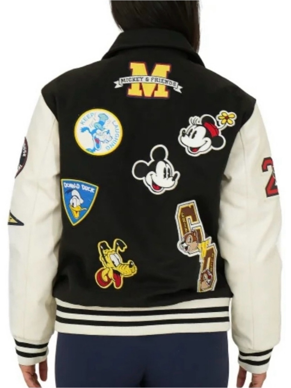 Black & White Graphic Mickey Varsity Jacket - Picture 3 of 8